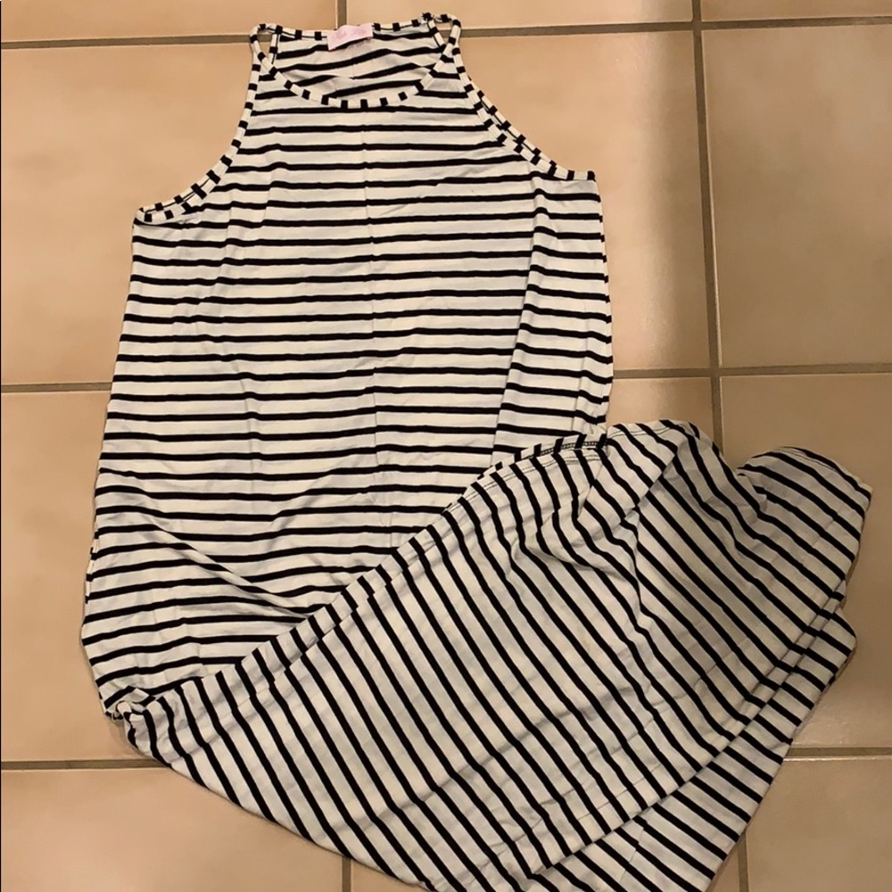 Black/white striped maxi dress